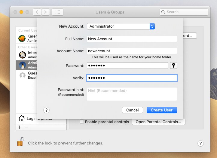 how does os x creates an account name for you